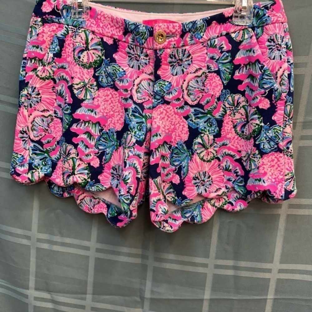 Lilly Pulitzer Pink and Blue Floral High Waist Shorts